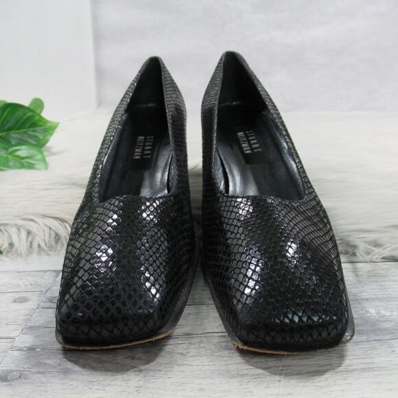 STUART WEITZMAN Vintage Black Snakeskin Embossed Pumps Women’s Size 8.5 - Picture 7 of 12